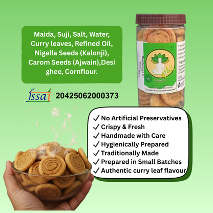 Curry Crunch Mathri- Handmade crispy Indian snack (No Preservatives)